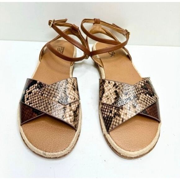 Nordstrom Rack Snakeskin Ankle Strap Espadrille Sandals Size 4 - Picture 4 of 6